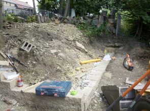 A construction site with many tools and equipment.